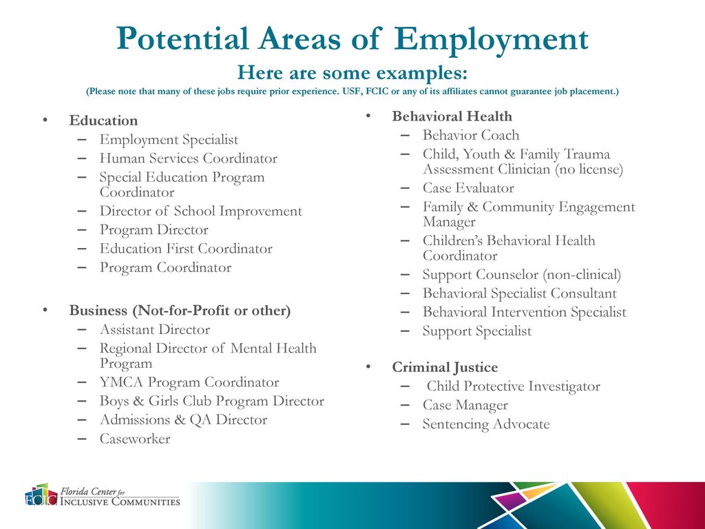 Career Prospects Master Of Science In Child Adolescent Behavioral Health Developmental Disabilities Concentration Ppt Download