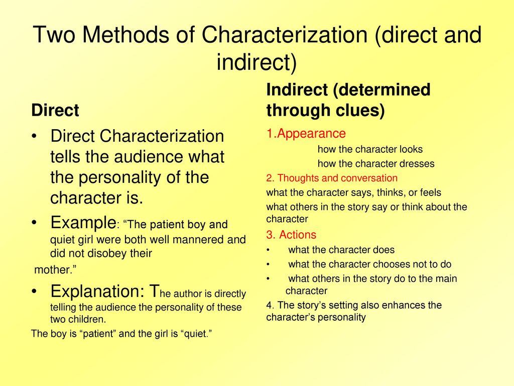 how do writers use direct characterization in a story