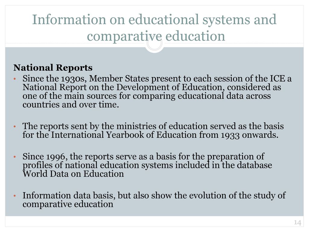 Information on educational systems and comparative education