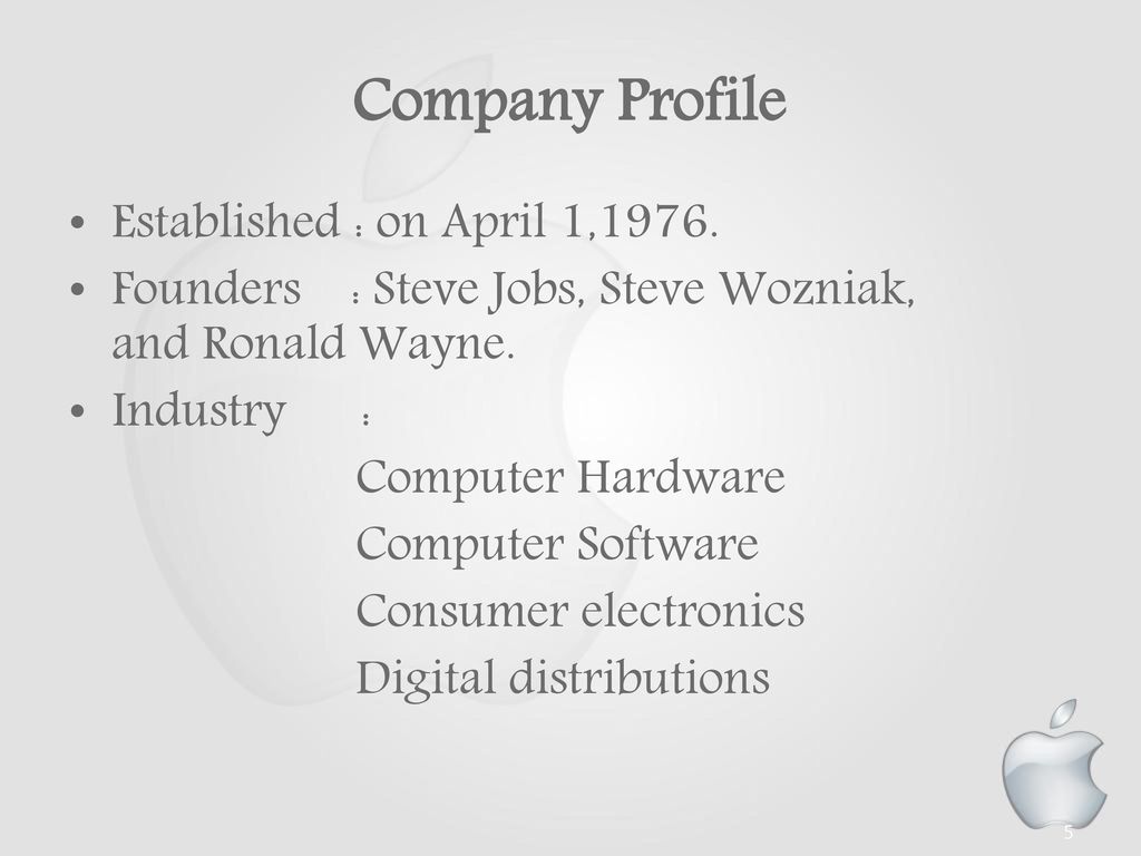 Company Profile Established : on April 1,1976.