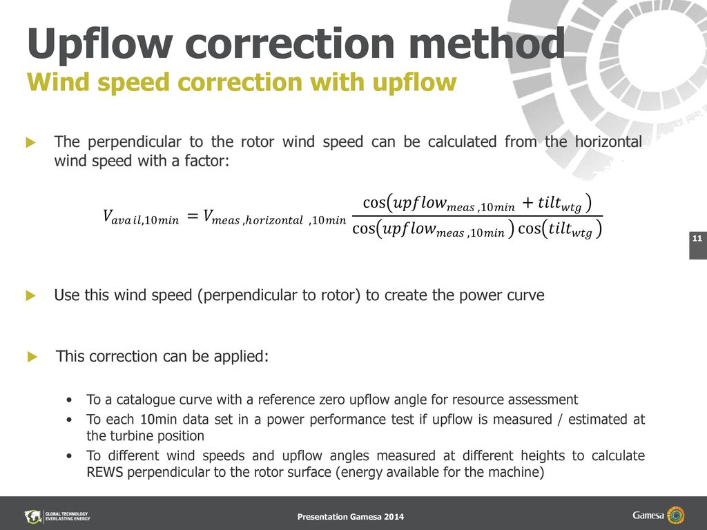 Upflow correction method Wind speed correction with upflow