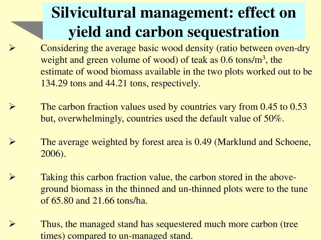 Silvicultural management: effect on yield and carbon sequestration