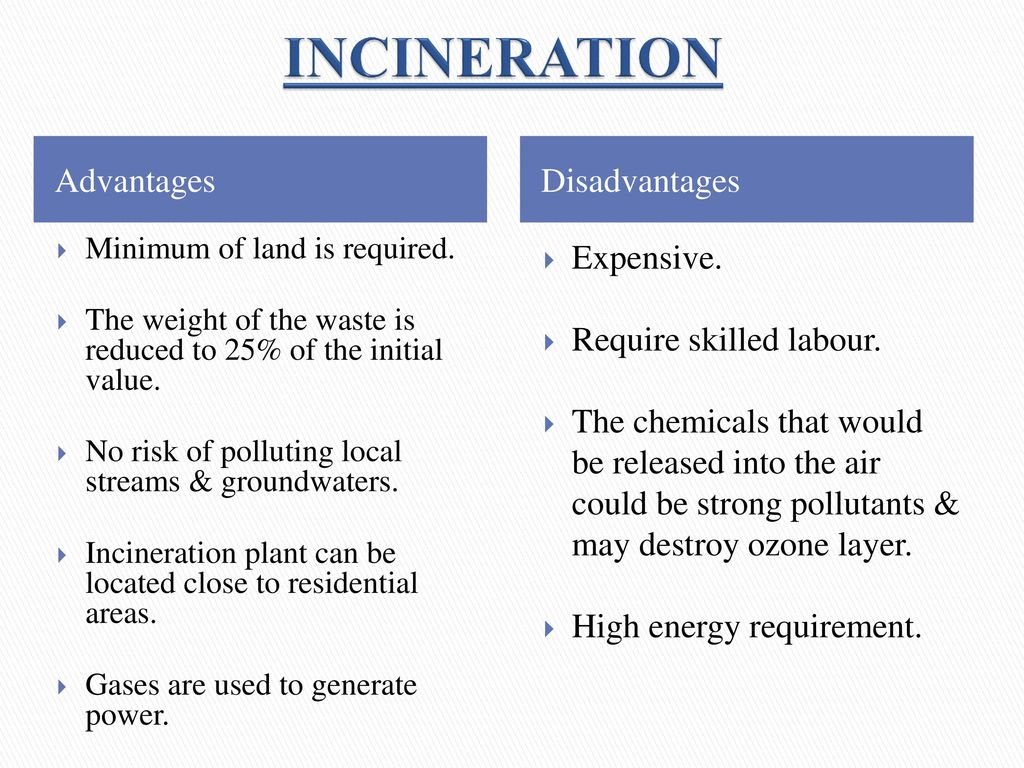 incineration advantages and disadvantages