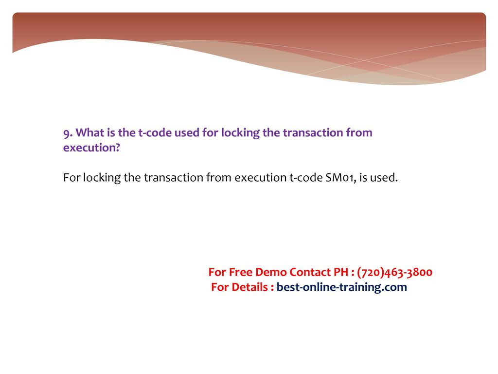 9. What is the t-code used for locking the transaction from execution