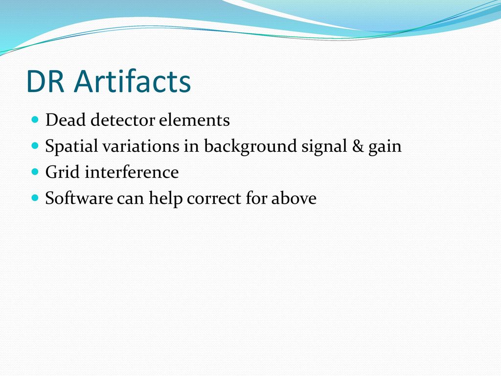 DR Artifacts Dead detector elements