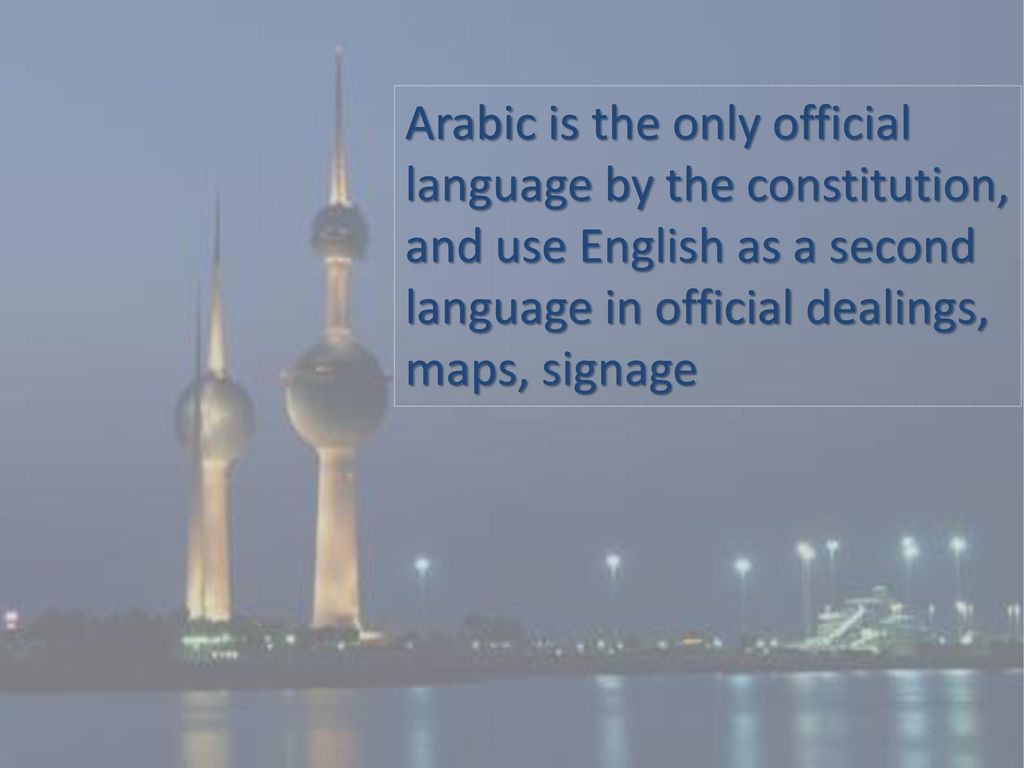 Arabic is the only official language by the constitution, and use English as a second language in official dealings, maps, signage