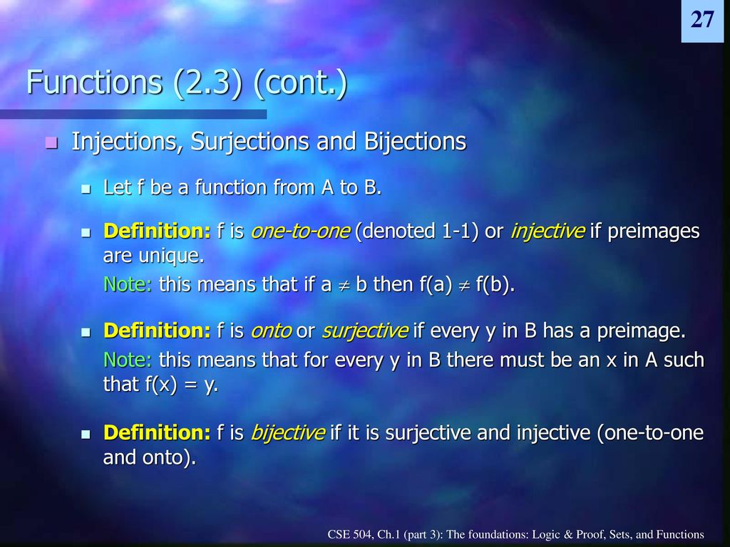 Functions (2.3) (cont.) Examples: