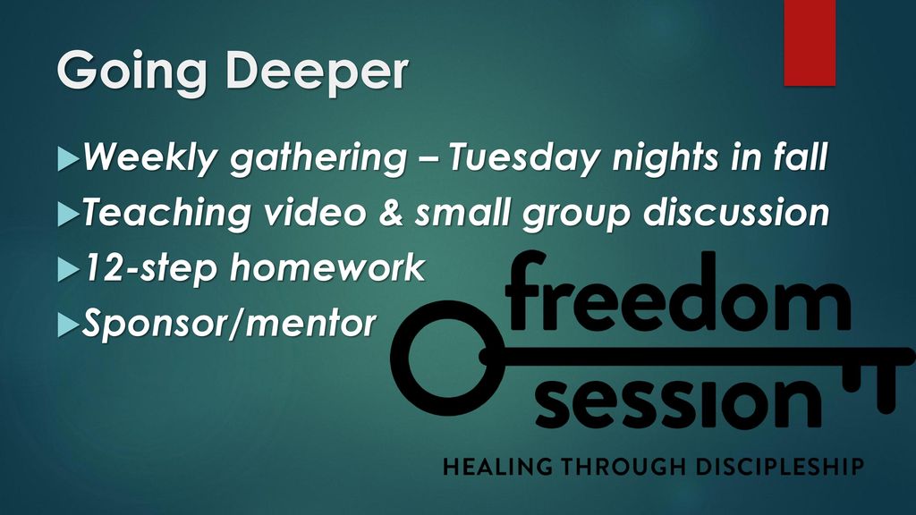 Going Deeper Weekly gathering – Tuesday nights in fall