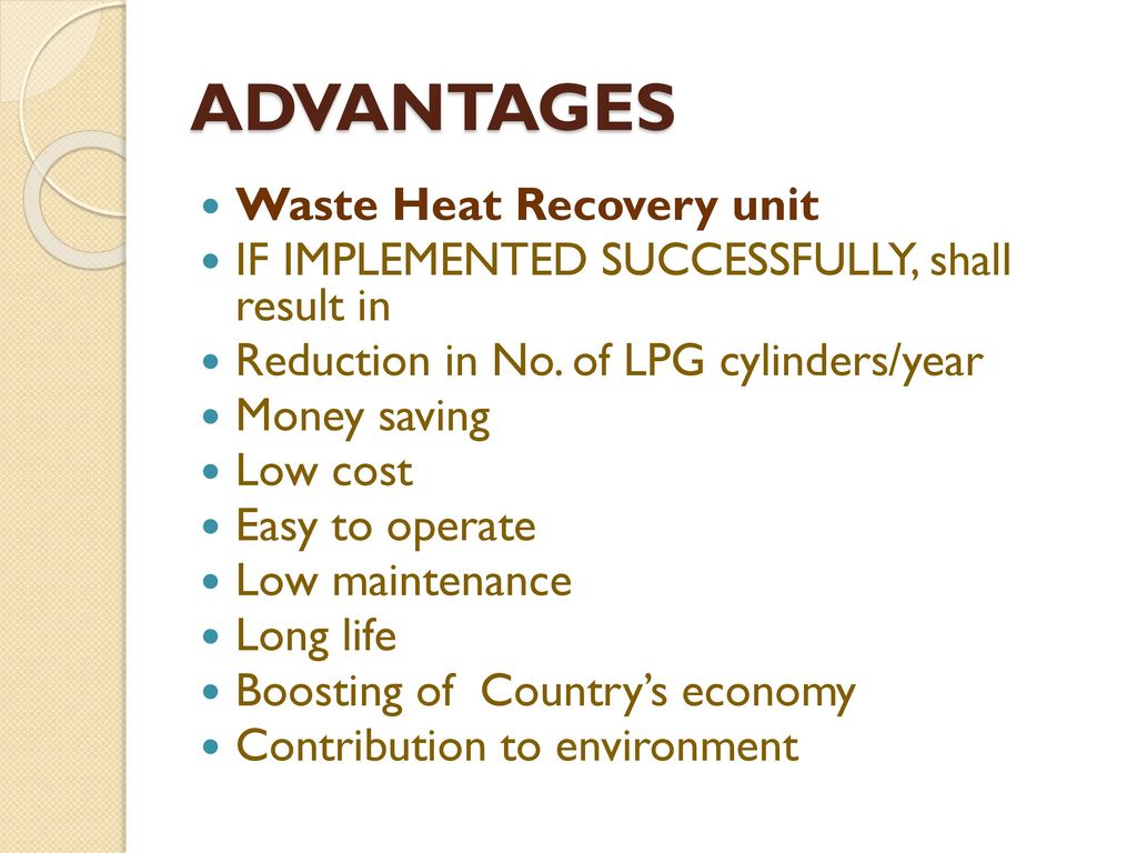 Waste Heat Recovery In Kitchen Ppt Download