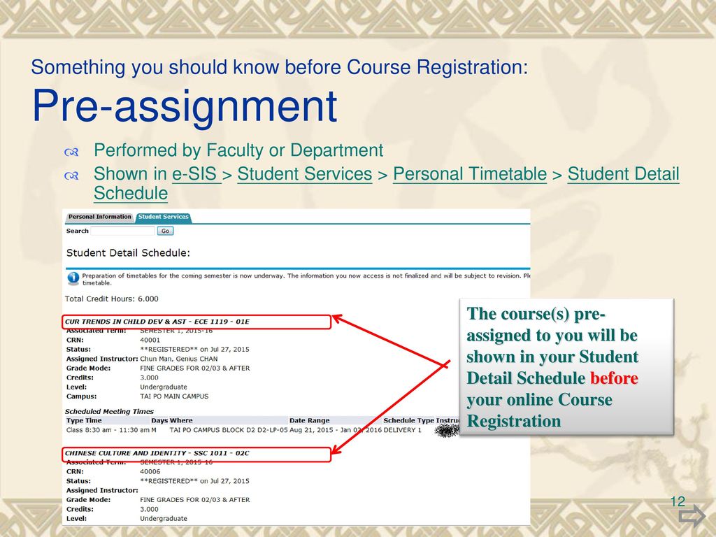 Something you should know before Course Registration: Pre-assignment