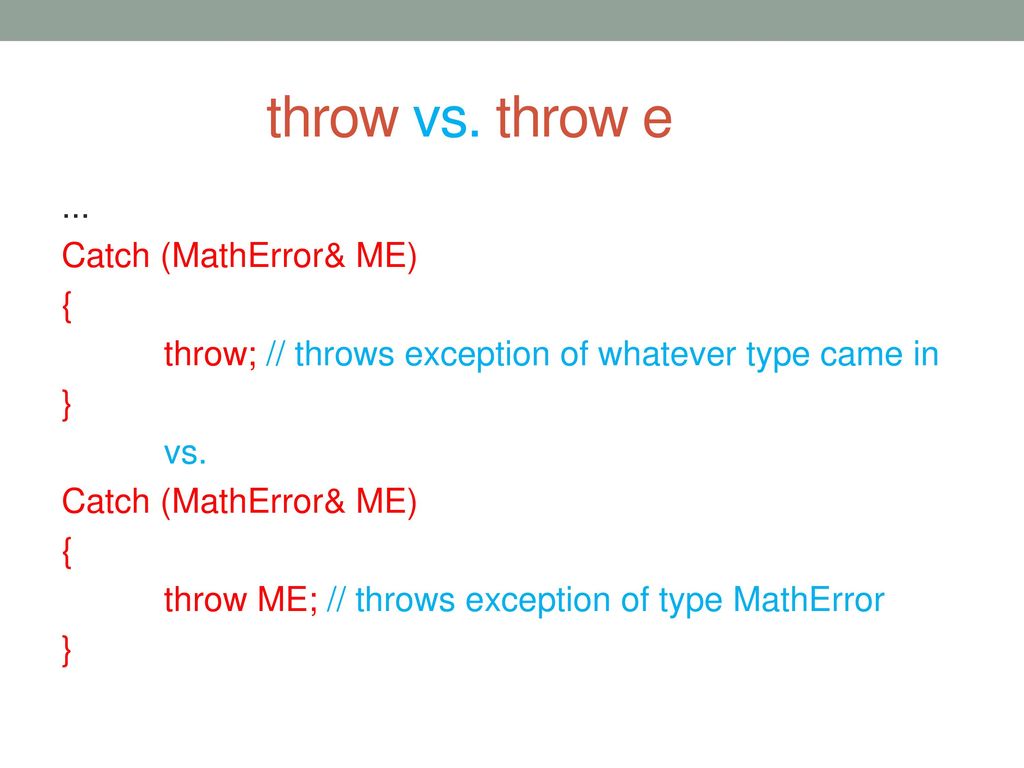 throw vs. throw e
