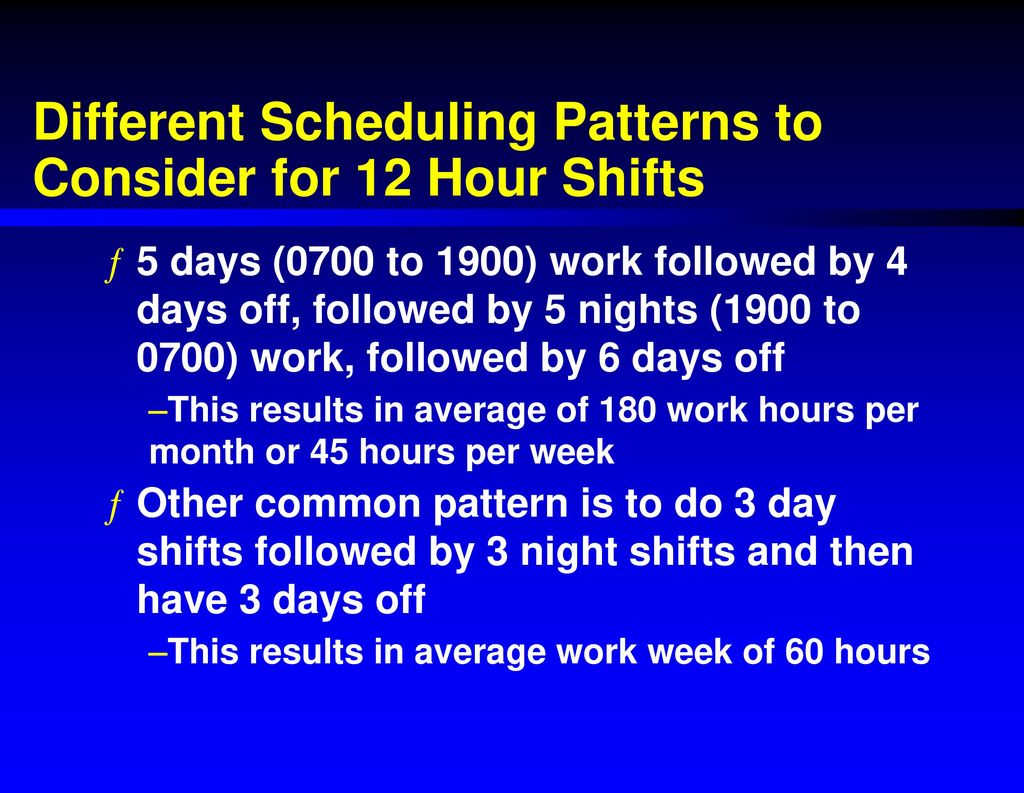 6 On 3 Off Shift Pattern Cakomo