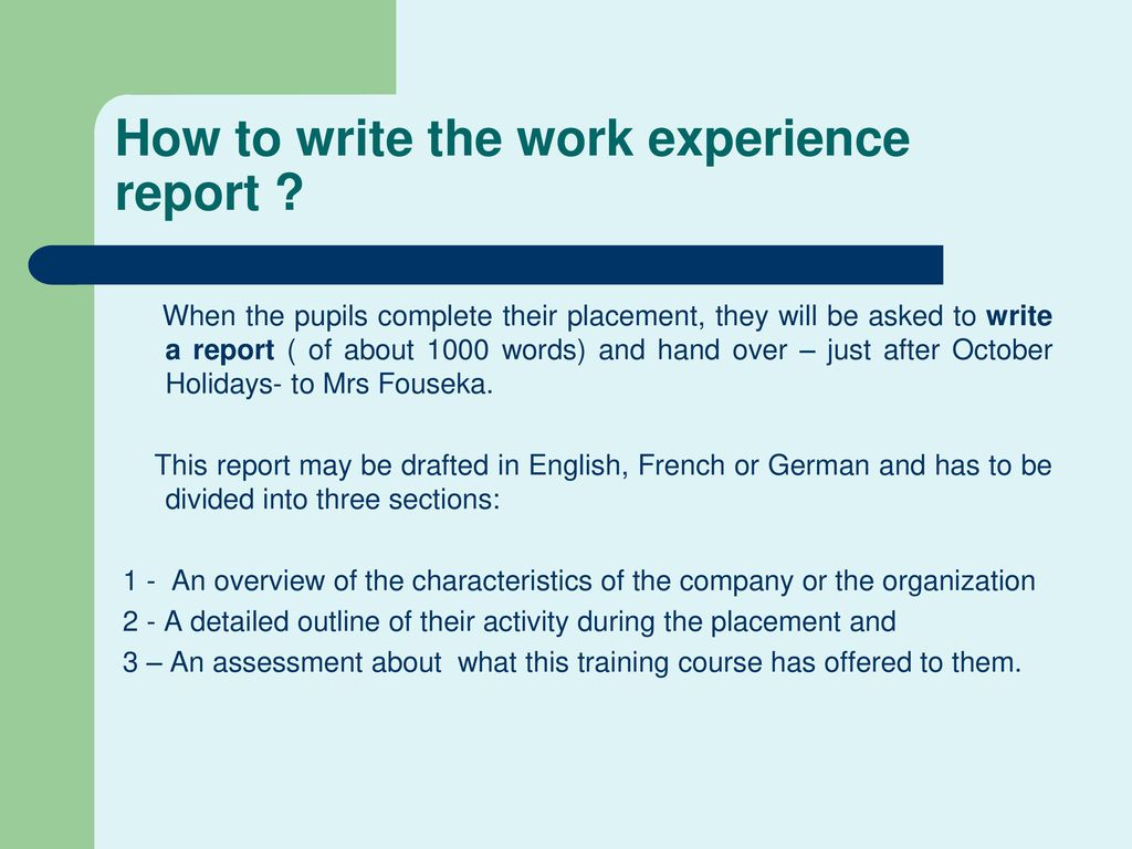 how to write a work experience report