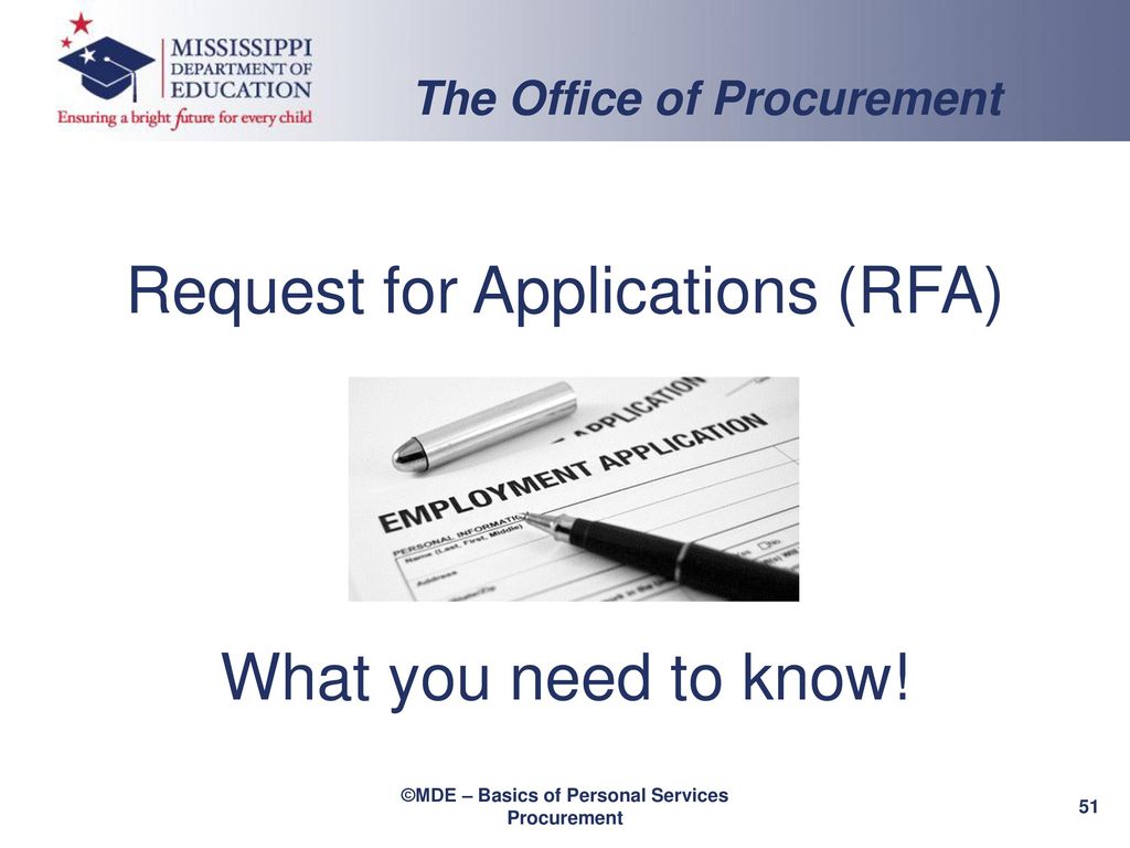 Request for Applications (RFA) What you need to know!