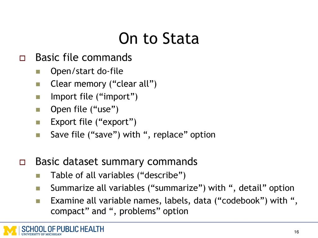 Ehs 655 lecture 3 types of data basic stata commands ppt download