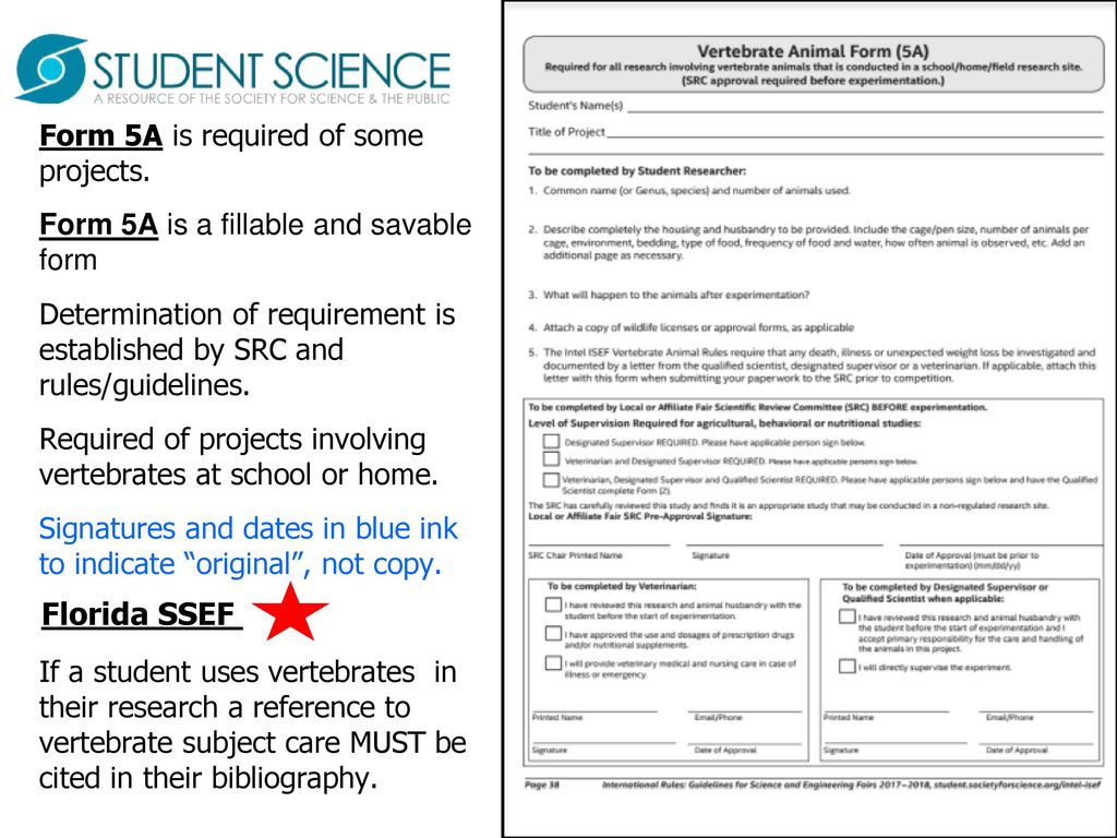 Florida SSEF Form 5A is required of some projects.