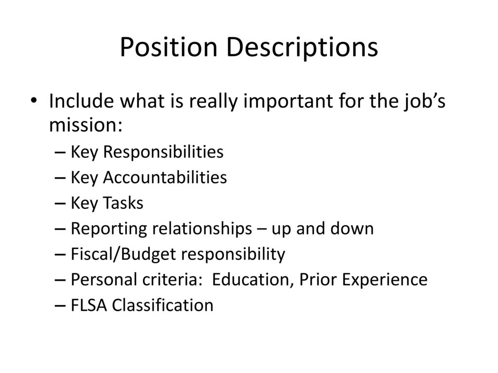 Position Descriptions