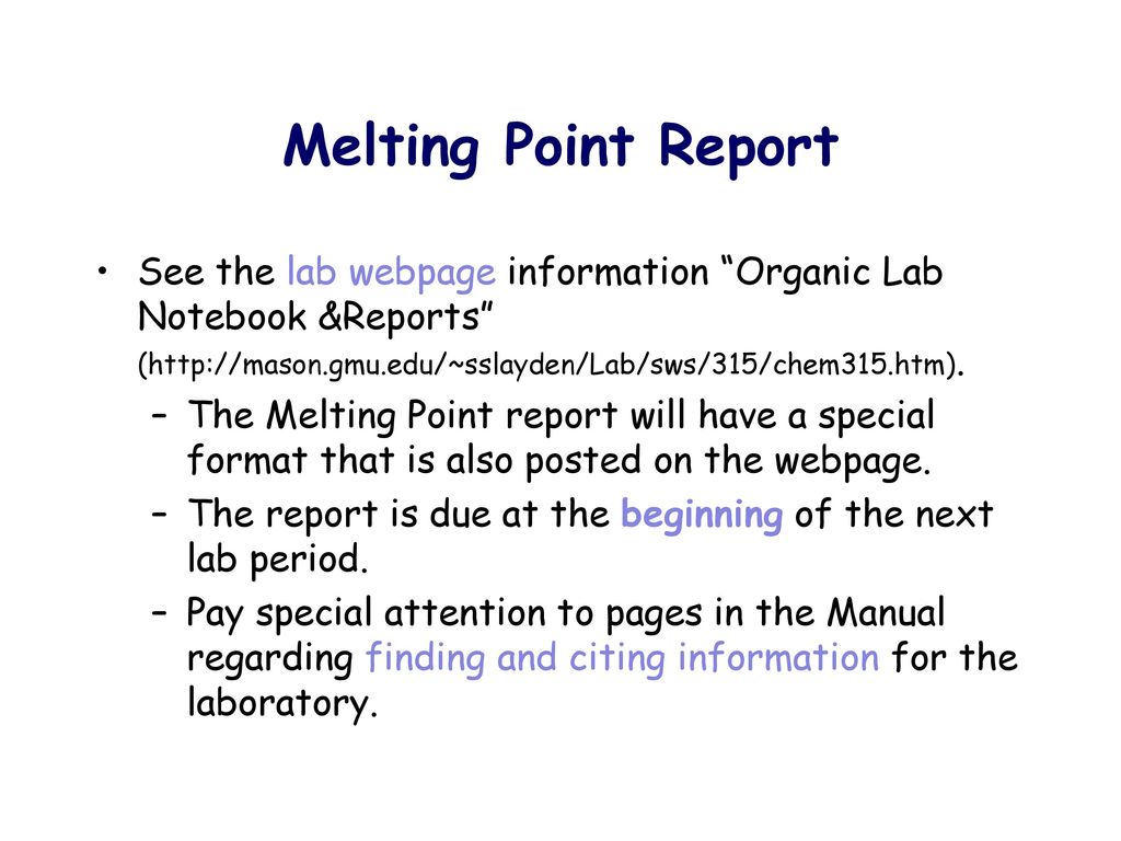 organic chemistry lab melting points report example