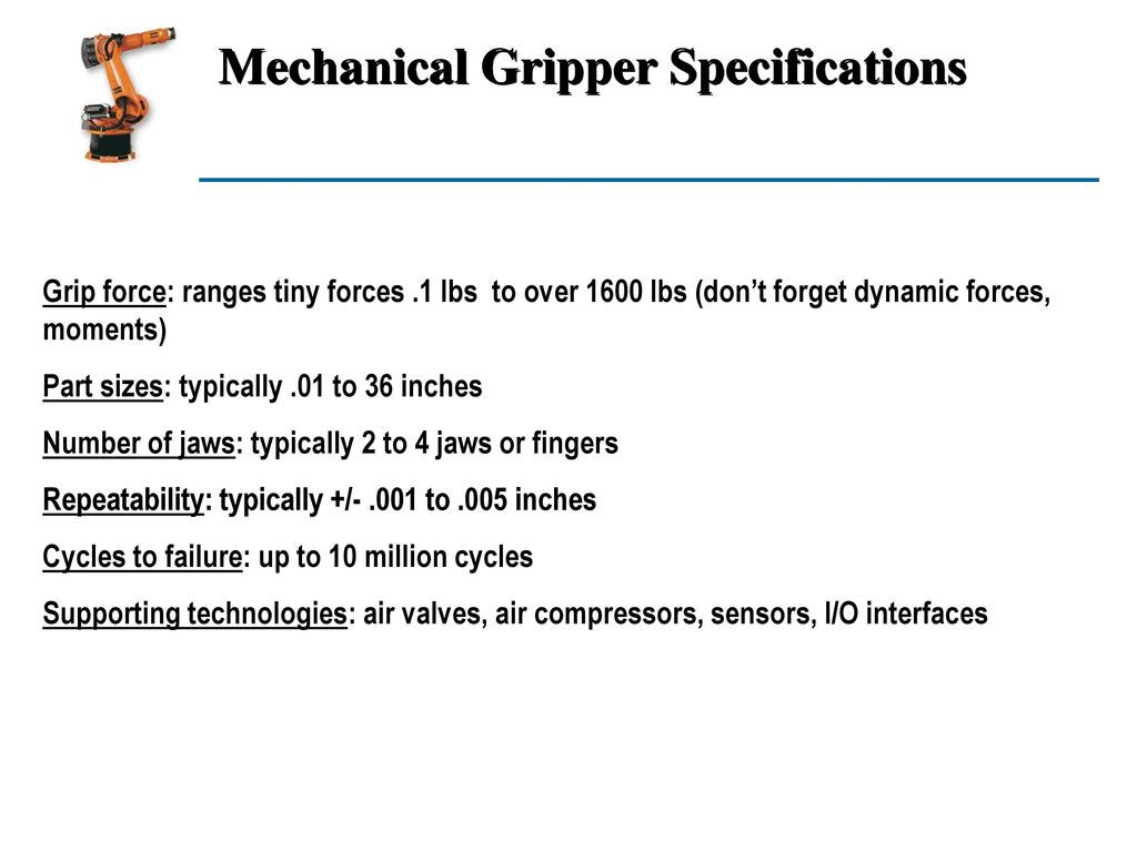 Mechanical Gripper Specifications