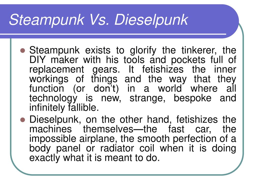 dieselpunk vs steampunk