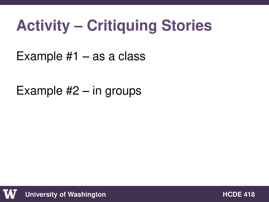 Activity – Critiquing Stories