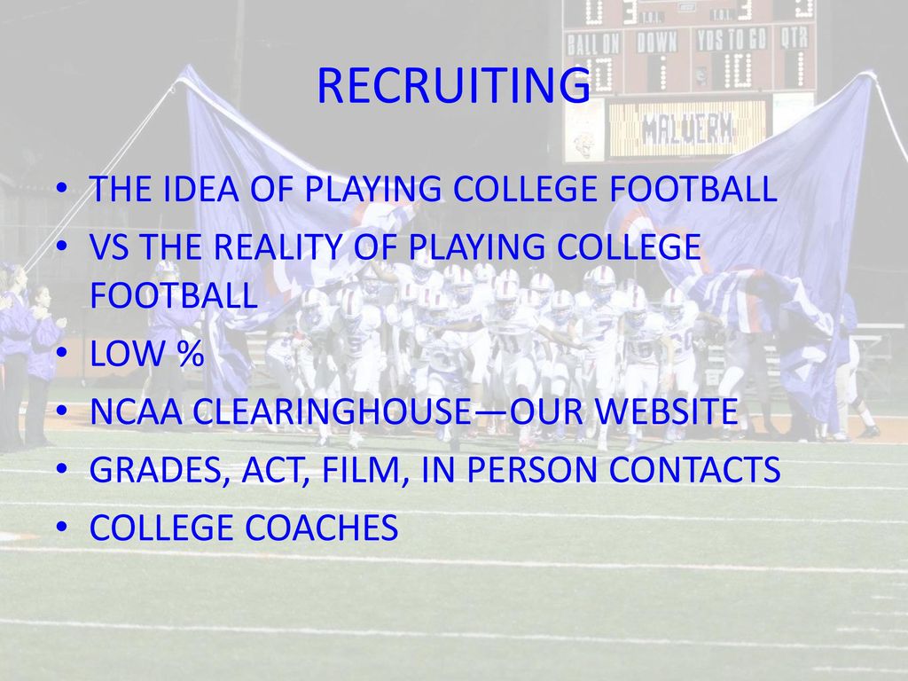 RECRUITING THE IDEA OF PLAYING COLLEGE FOOTBALL