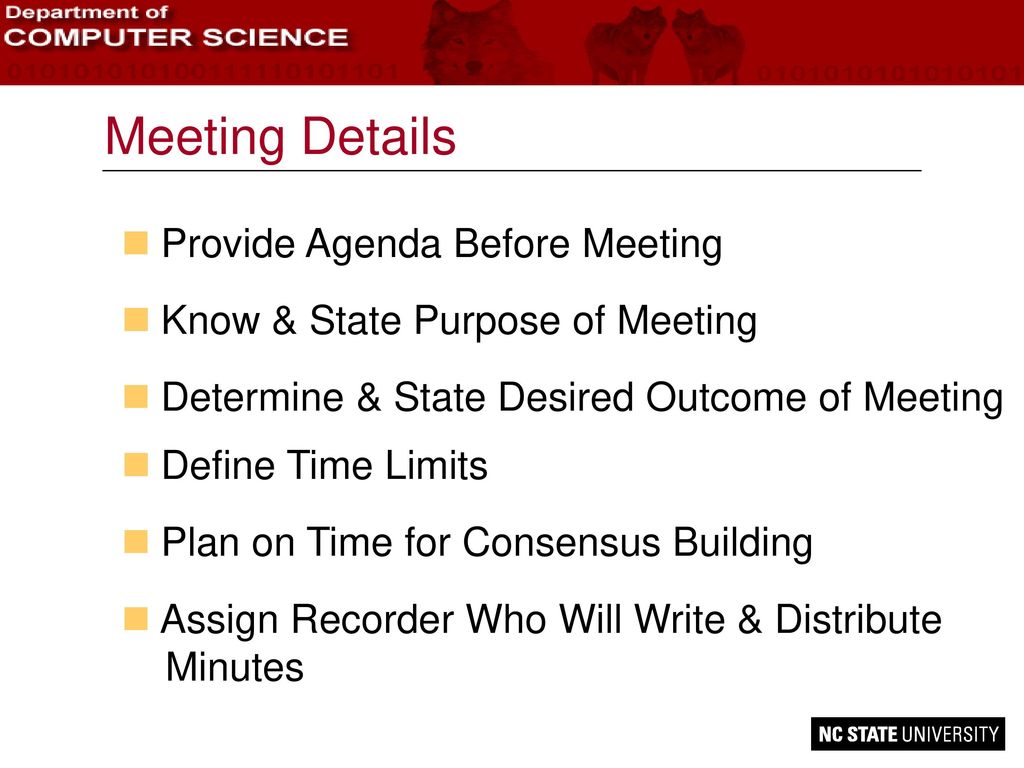 Meeting Details Provide Agenda Before Meeting