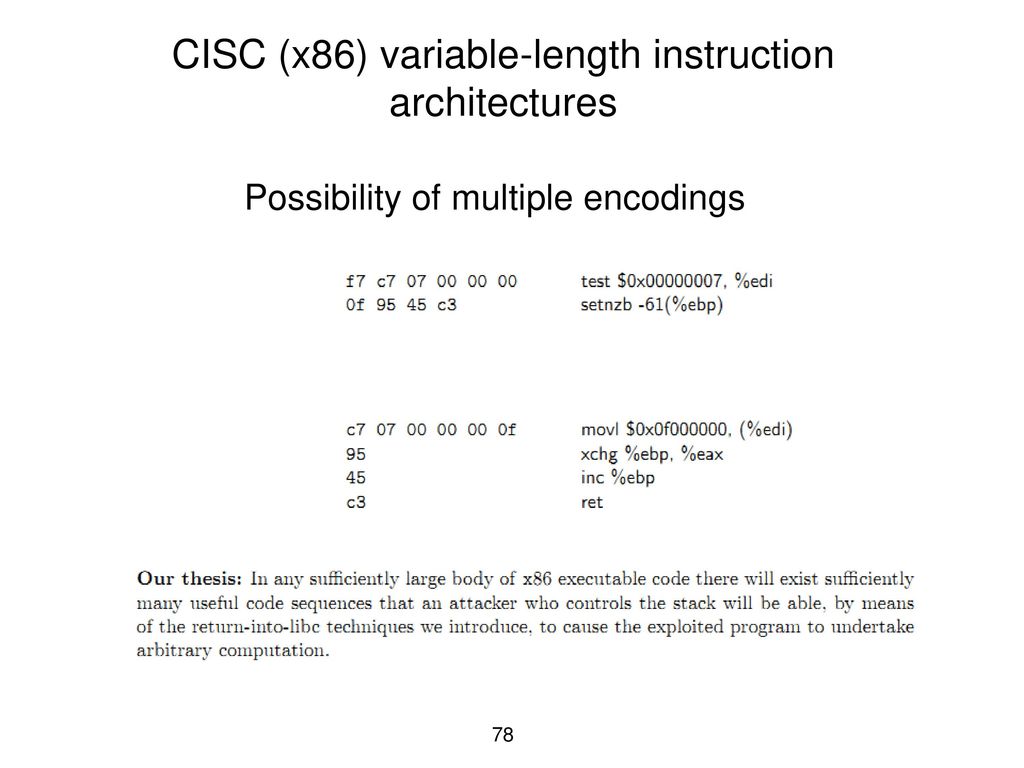 CISC (x86) variable-length instruction architectures