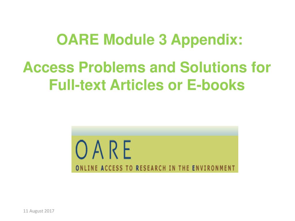 Access Problems and Solutions for Full-text Articles or E-books