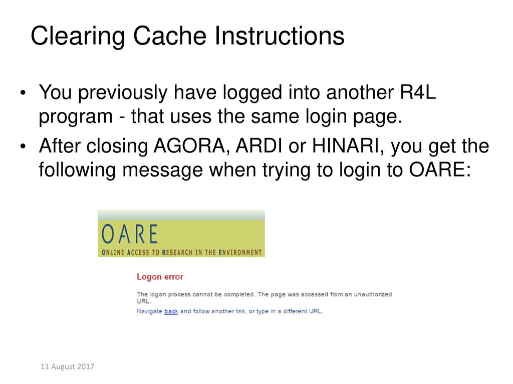 Clearing Cache Instructions