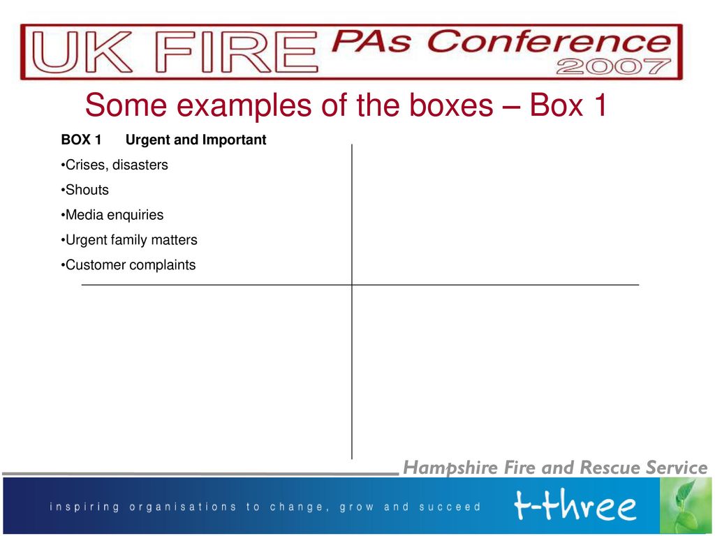 Some examples of the boxes – Box 1