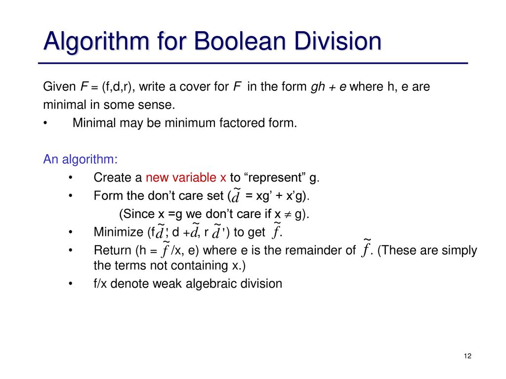 Logic Synthesis Boolean Division Ppt Download