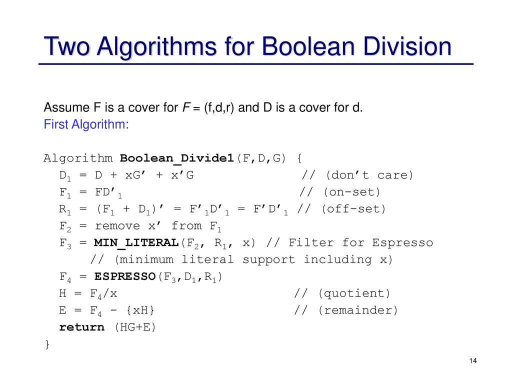 Logic Synthesis Boolean Division Ppt Download