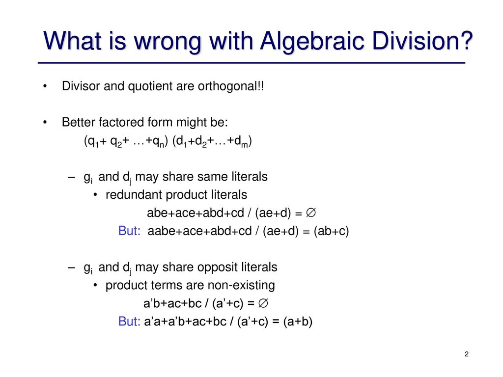 Logic Synthesis Boolean Division Ppt Download