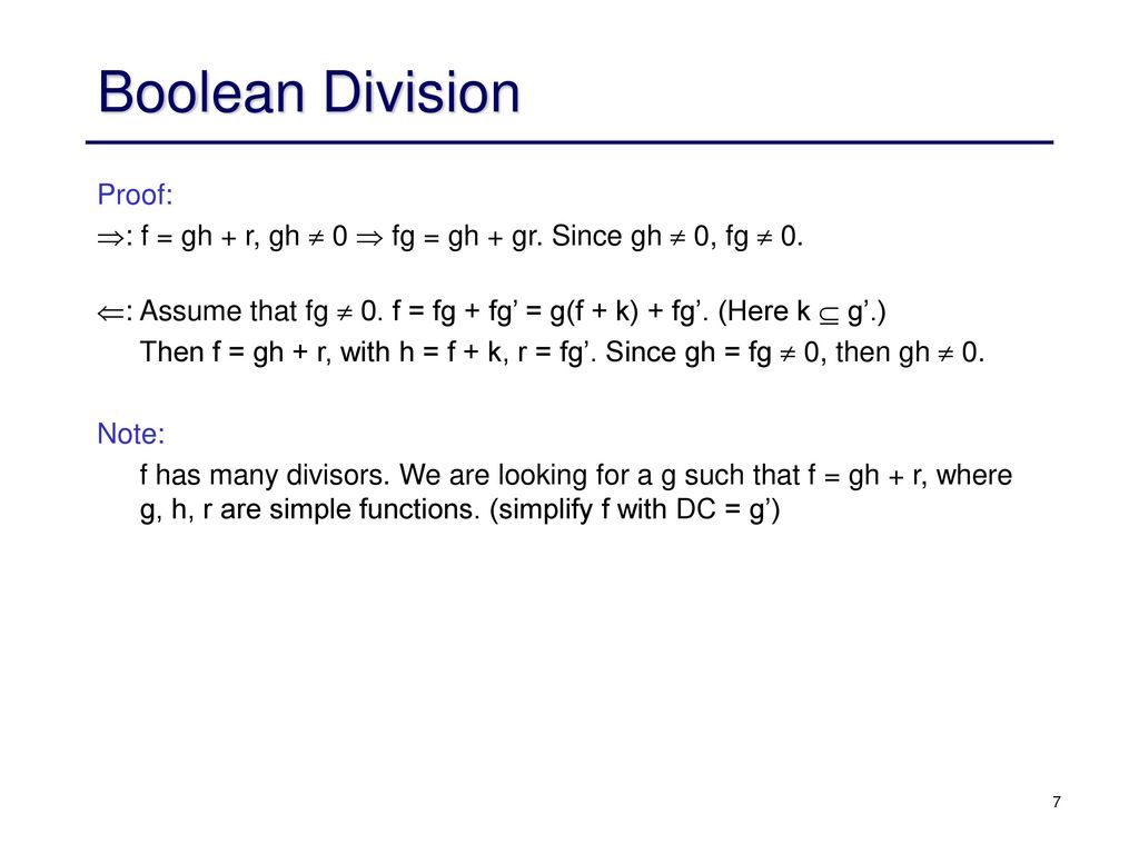 Logic Synthesis Boolean Division Ppt Download