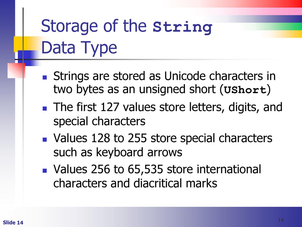 Storage of the String Data Type