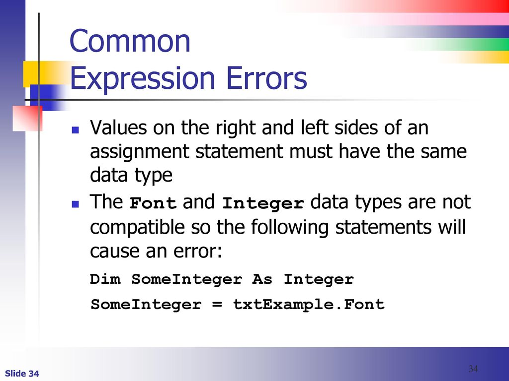 Common Expression Errors