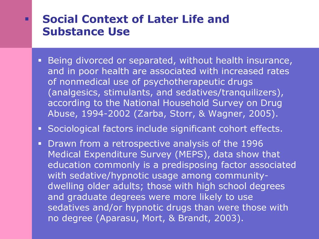 Social Context of Later Life and Substance Use
