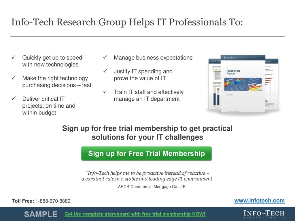 Info-Tech Research Group Helps IT Professionals To: