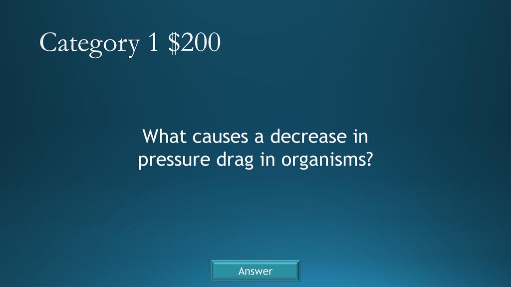 What causes a decrease in pressure drag in organisms