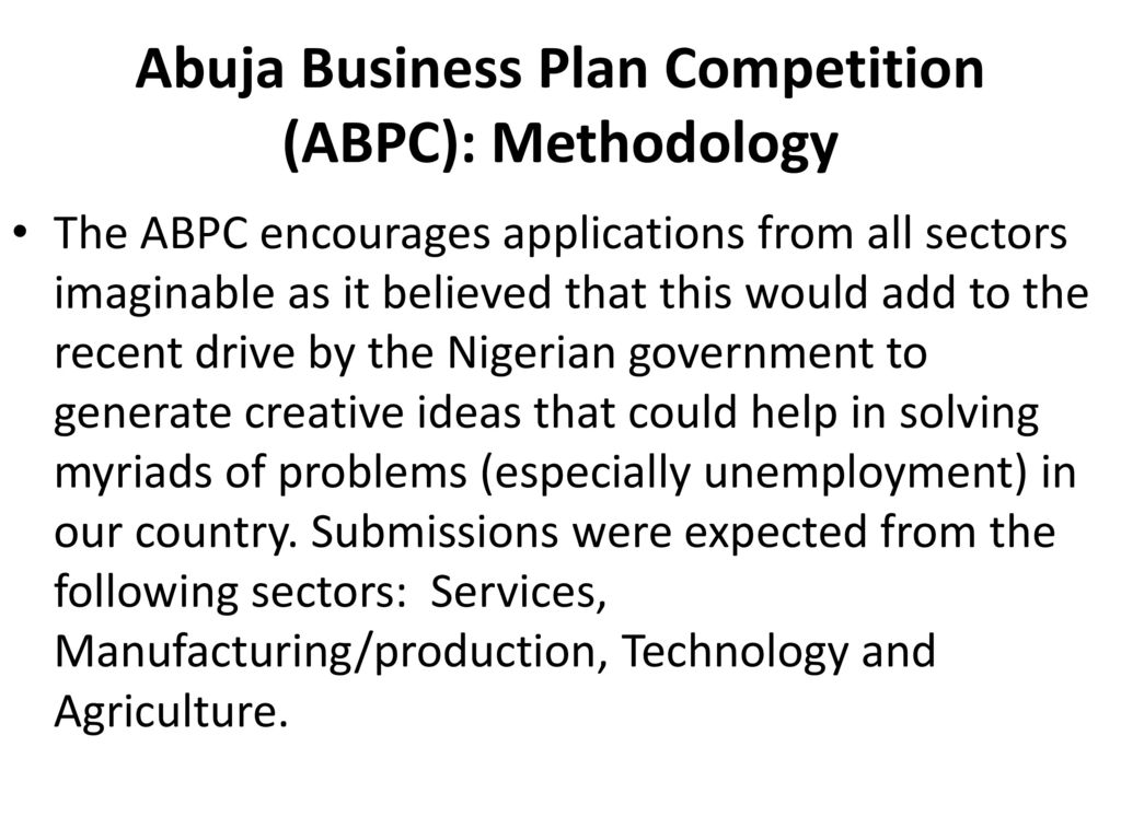 abuja business plan competition