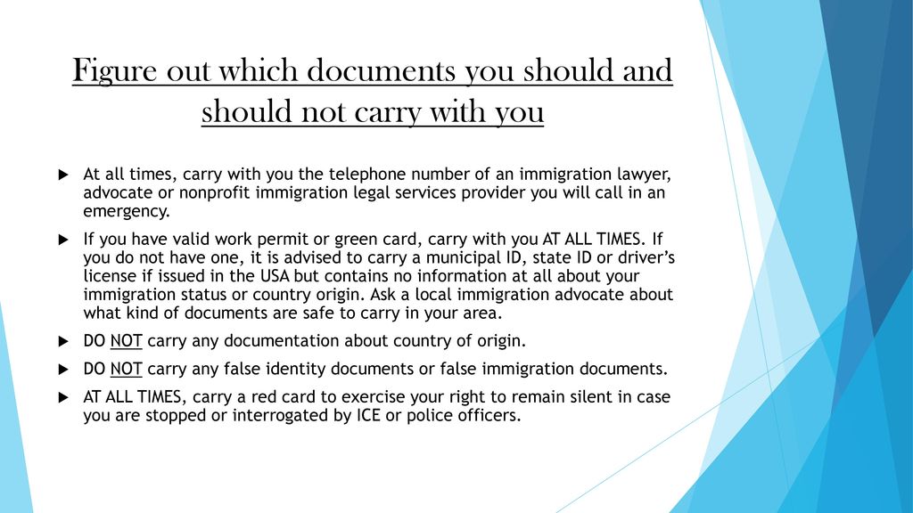 Figure out which documents you should and should not carry with you