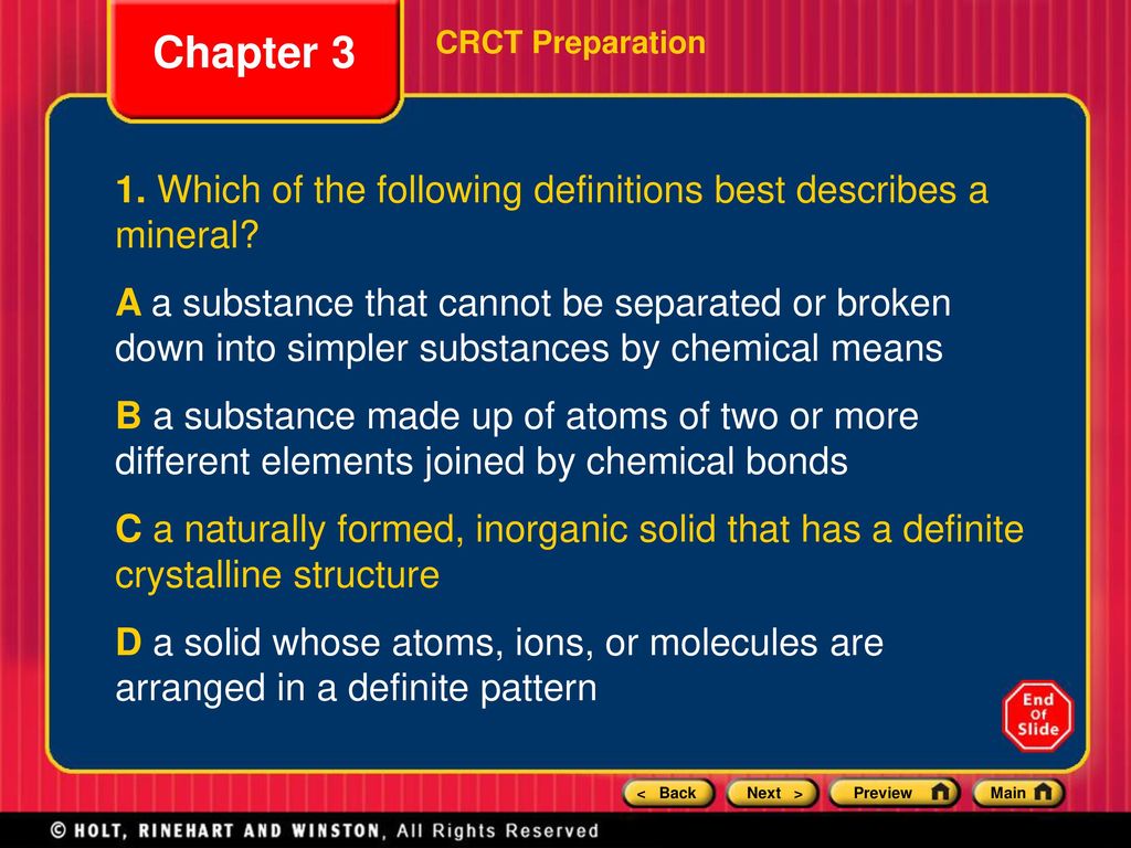 Chapter 3 Minerals Of The Earth S Crust Preview Crct Preparation Ppt Download