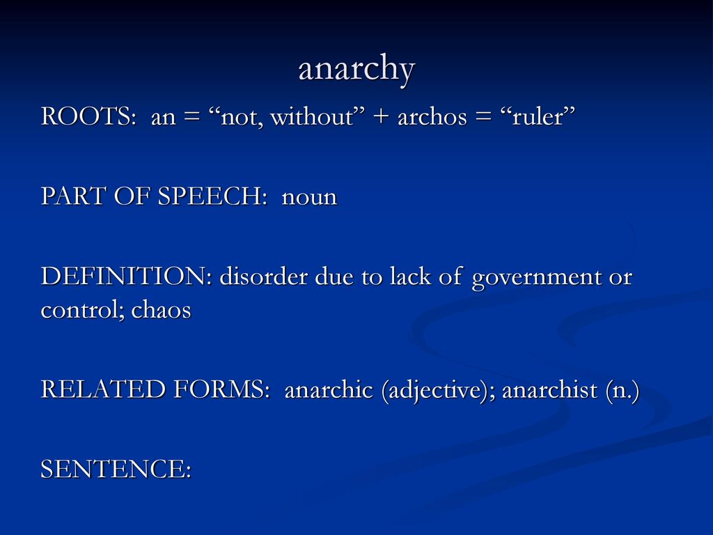 Anarchy Used In A Sentence