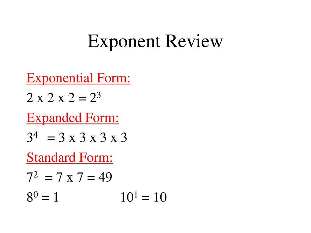 Sponge Page Write in Exponent Form: 23) 23 x 23 x 23 x 23 x 23 - ppt