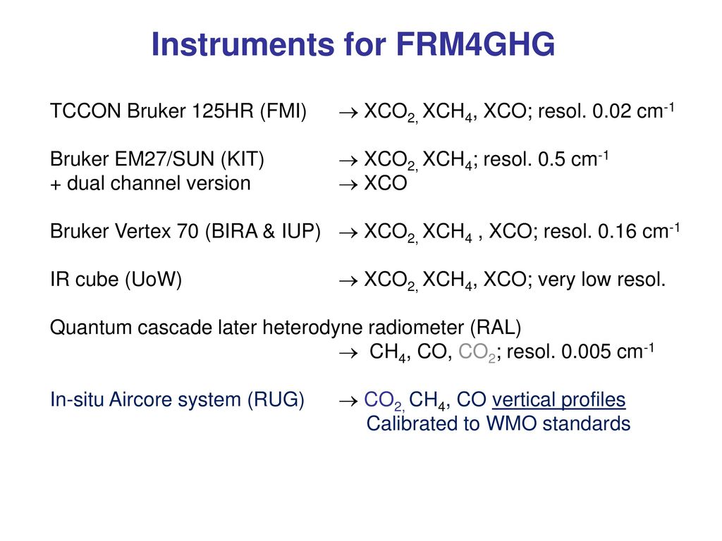 Instruments for FRM4GHG