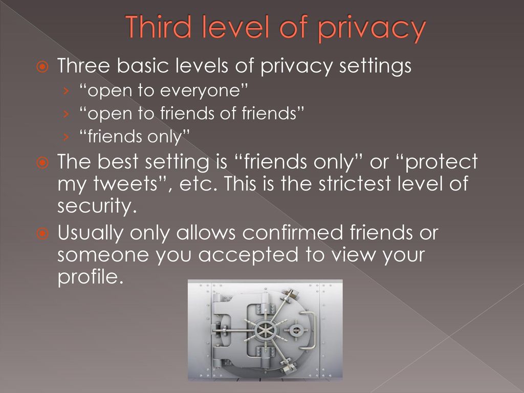 Third level of privacy Three basic levels of privacy settings
