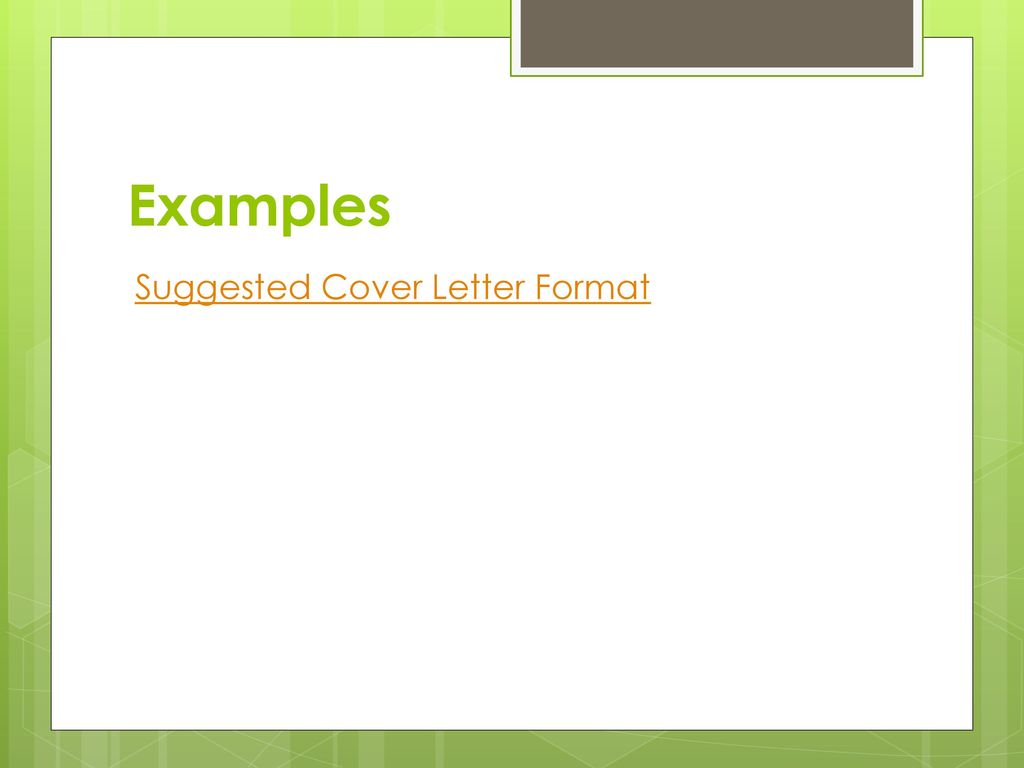 Examples Suggested Cover Letter Format