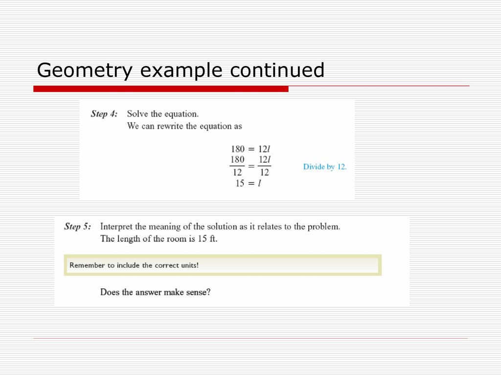 Geometry example continued