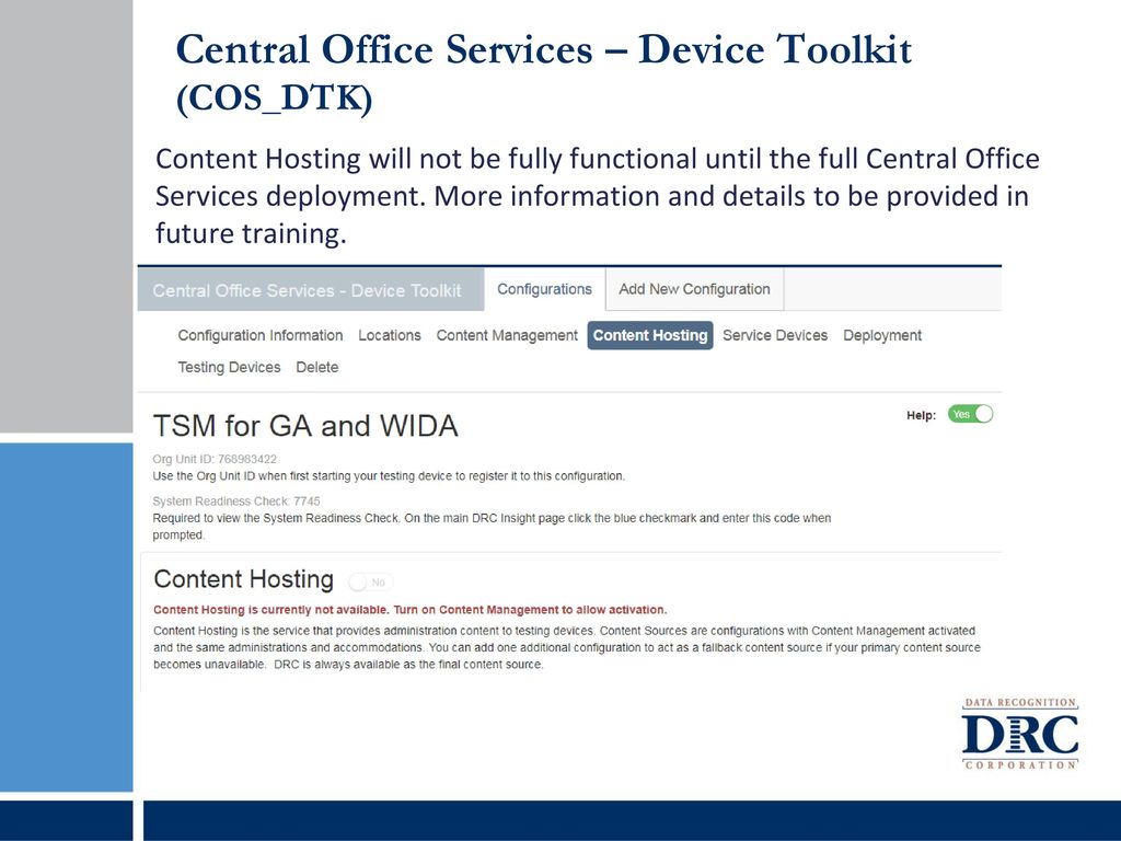 Central Office Services – Device Toolkit (COS_DTK)